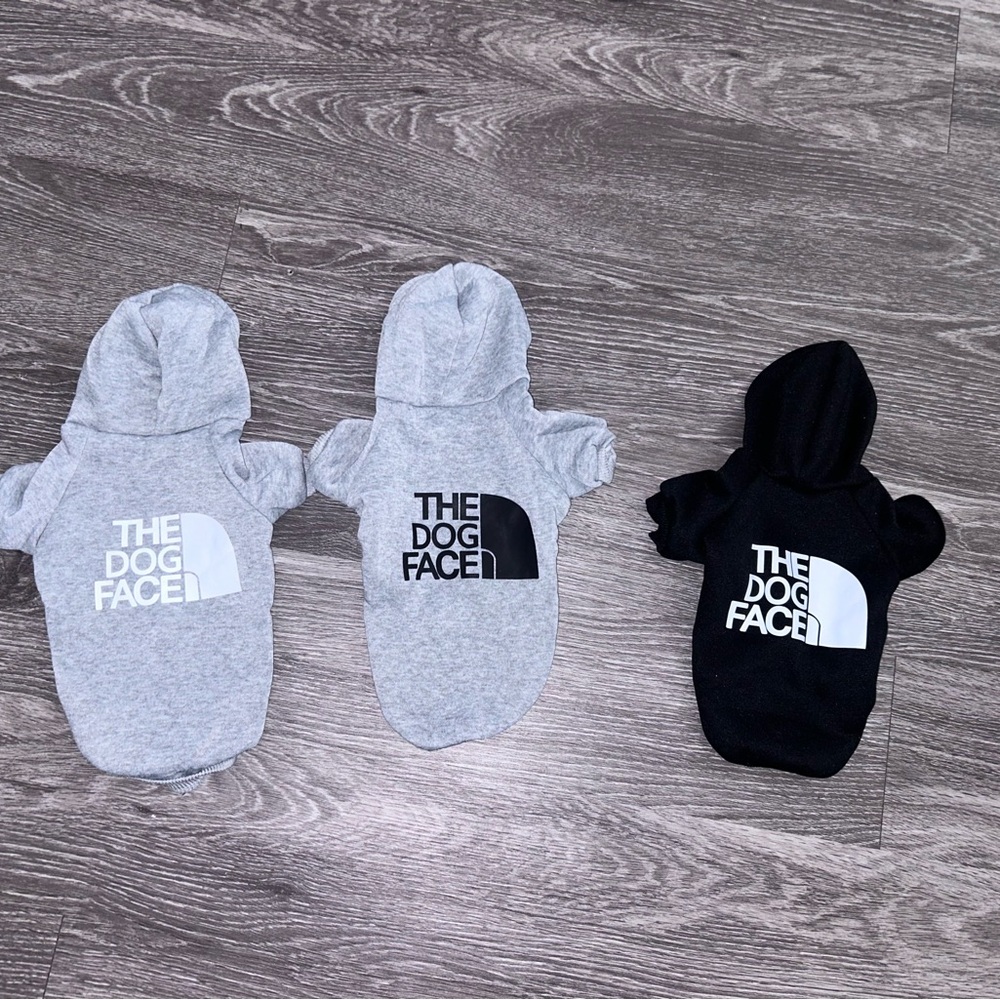 Gray and Black Dog Hoodies with Logo